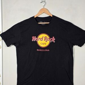 Hard‎ Rock Cafe Barcelona T Shirt Men's XXL Black Short Sleeve Cotton Tee